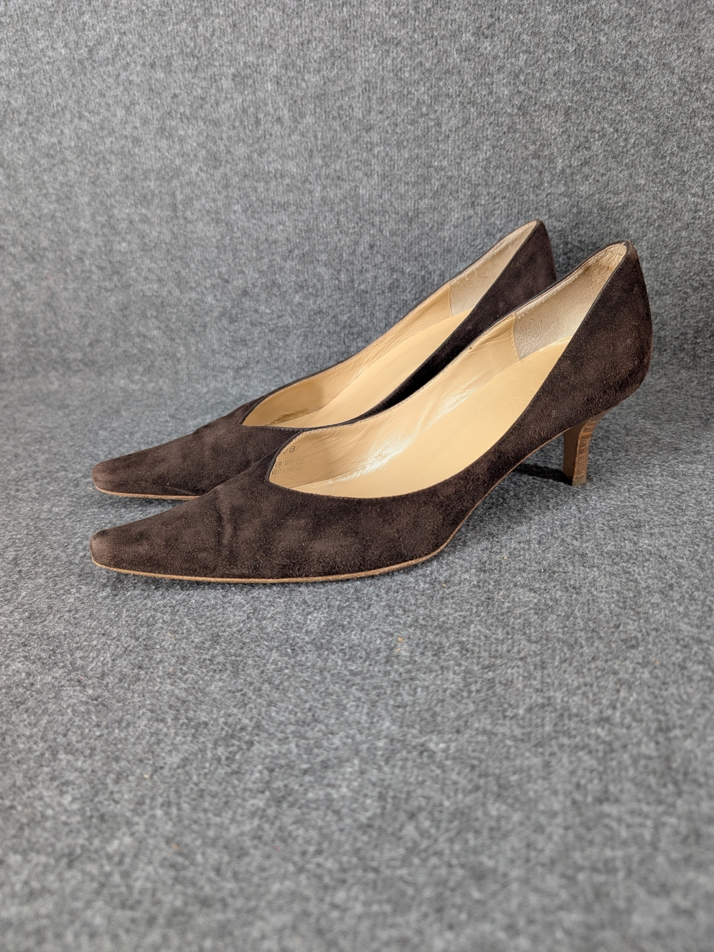 J. Crew Dark Brown Suede Pointed-Toe Kitten Heels